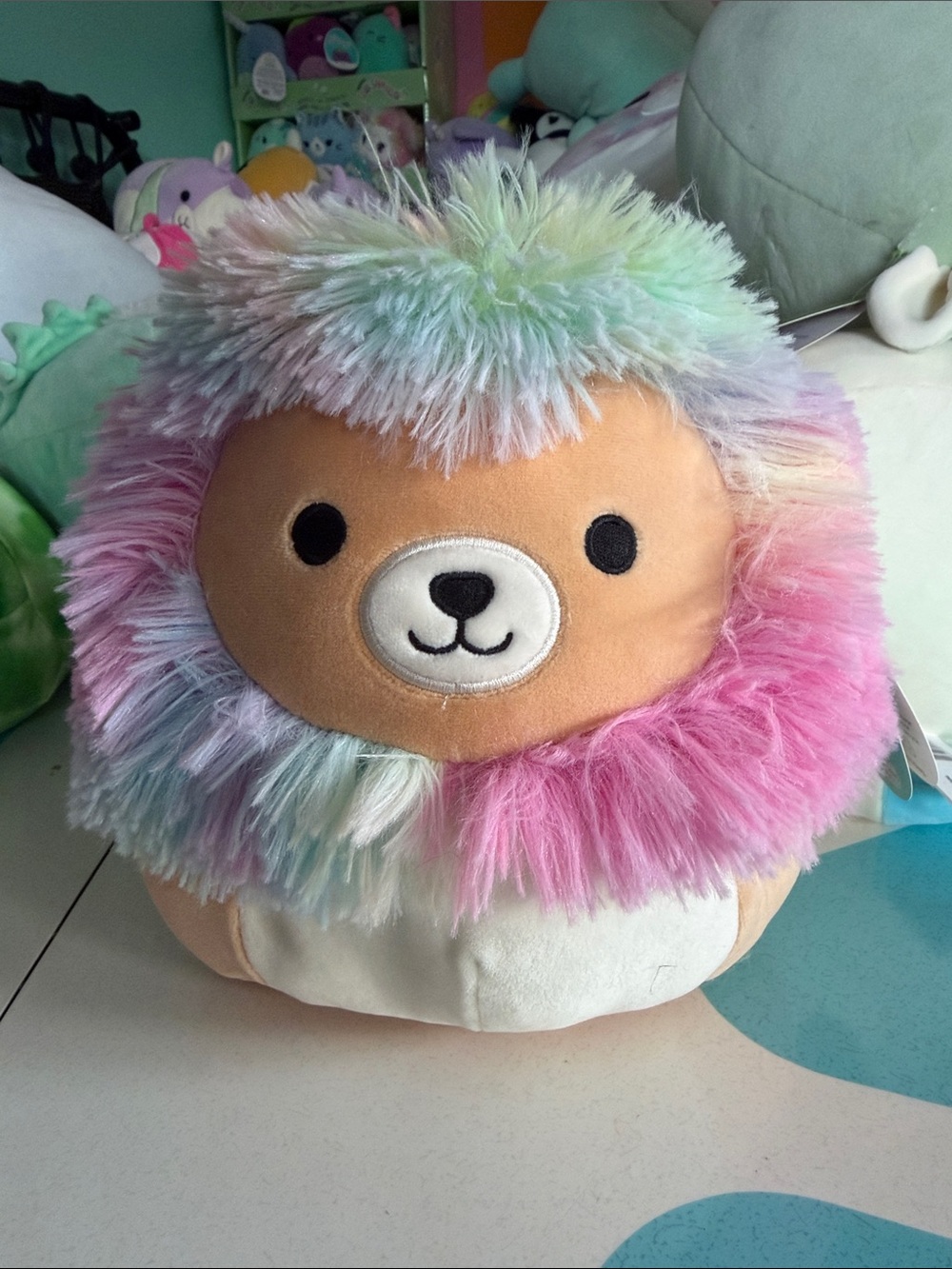 Squishmallows 8” Leonard the Lion Pastel Rainbow NWT